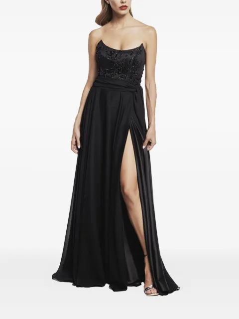 ALESSANDRO LEGORA embellished side-split dress Black AT140NERO