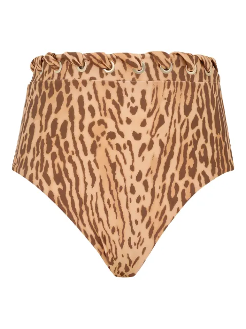 ZIMMERMANN Cascadian leopard-print high-waist bikini bottom Brown 6189WSS255