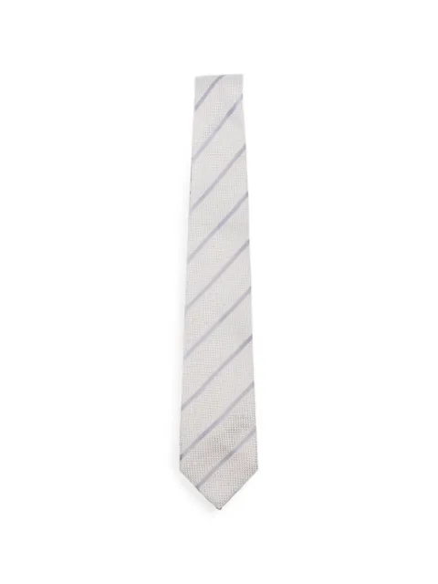 Tagliatore diagonal-stripe textured tie Grey TIECPET01PERLA