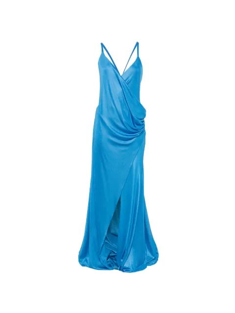 ALESSANDRO LEGORA crossover-neck maxi dress Blue PE23AT114BLUETTE