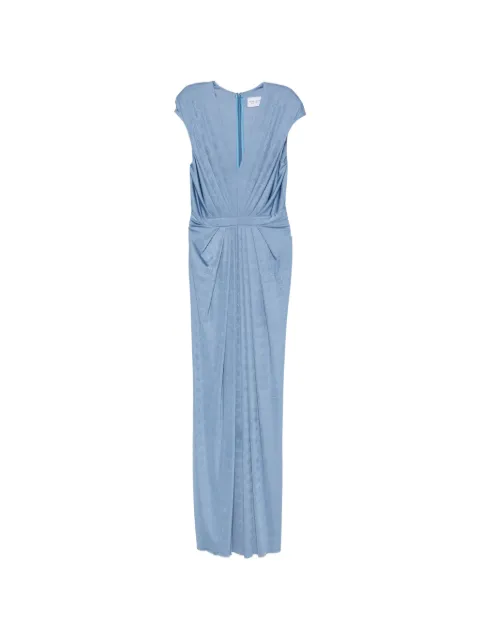 ALESSANDRO LEGORA draped V-neck maxi dress Blue AT138AZZURRO
