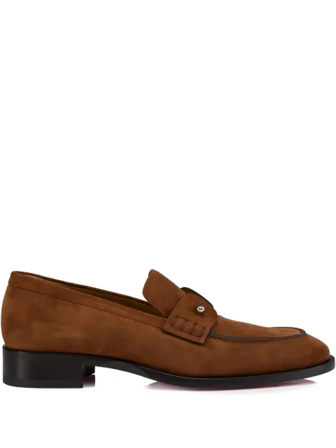 Christian Louboutin Chambelimoc suede almond-toe loafers Brown 3240280C922