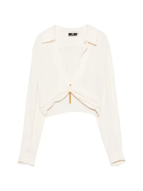 Elisabetta Franchi tassel-detail cropped shirt Neutrals CA01931E2