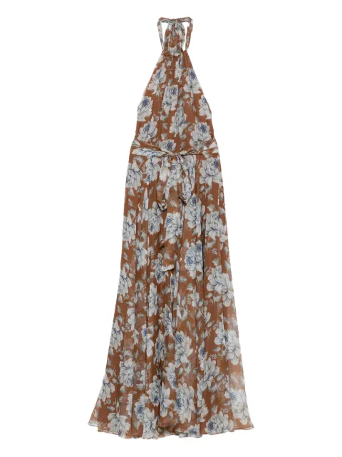 GIADA CURTI floral-print halterneck dress Brown GCR23A465C14MARRONE