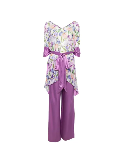ALESSANDRO LEGORA floral-print belted blouse and trousers set Purple AT144IRIS