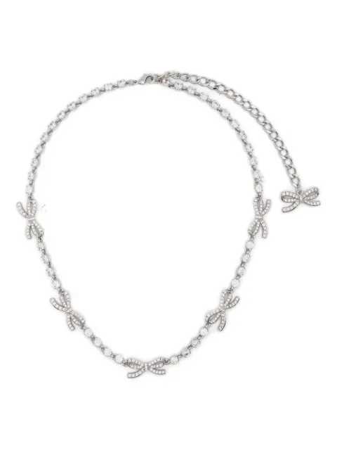 Self-Portrait crystal-bow necklace Silver RS26611NSL