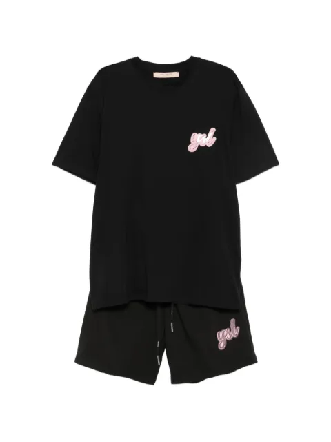 YES LONDON logo-patch short set Black XM4053NERO