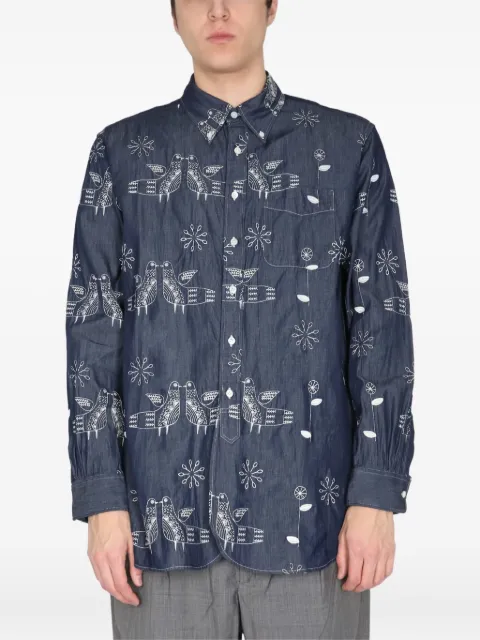 Engineered Garments bird-embroidered shirt Blue 22S1A001ND021