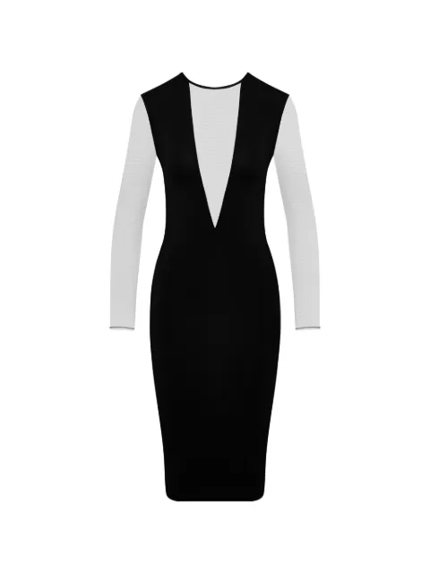 Maison Close Pure Tentation long-sleeve V-Neck midi dress Black 563442