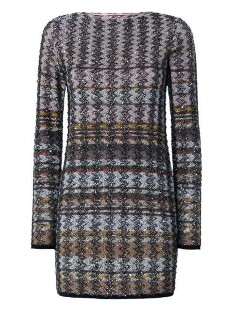Missoni embellished houndstooth mini dress Silver DS25WG0ZBK01CK