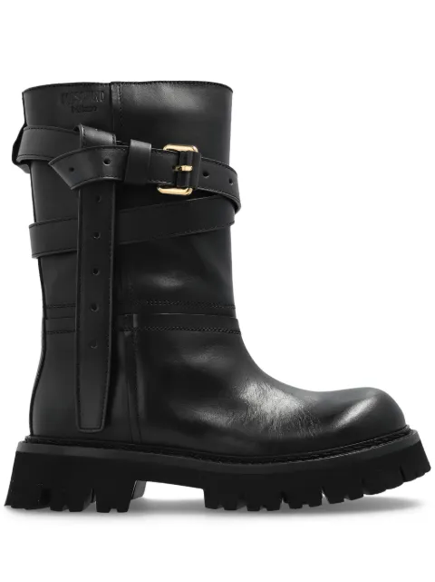 Moschino buckle-strap boots Black MA26054G1NMJ5