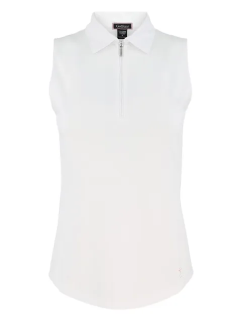 Golftini zip-neck sleeveless polo top White SLZT16WH