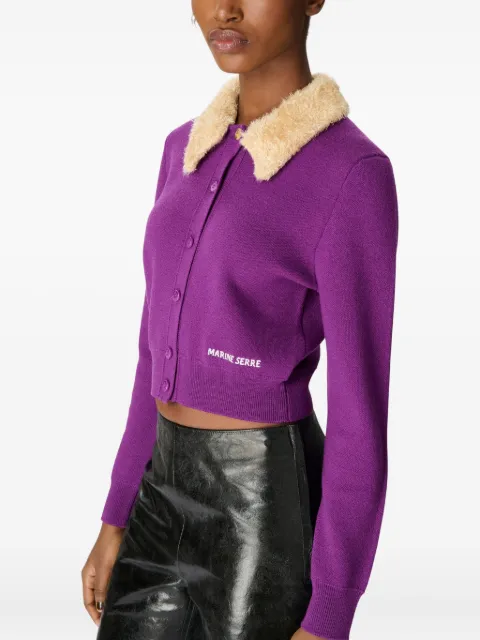 Marine Serre wool cropped cardigan Purple WTK082ACKNI0033