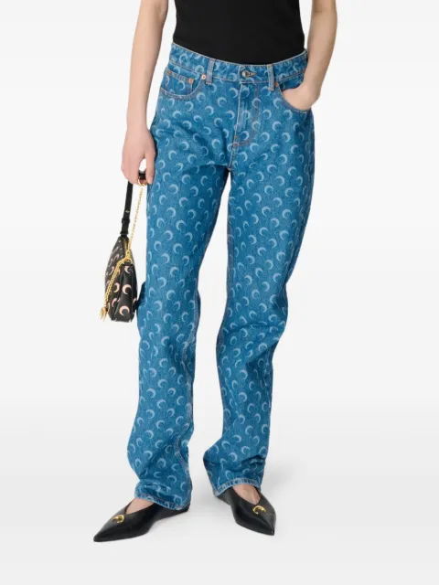 Marine Serre Moon-print jeans Blue WPA128BCDEN0002BL05
