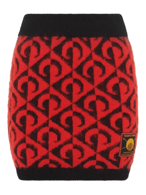 Marine Serre Moon lozenge-knit miniskirt Red WSK060ACKNI0539