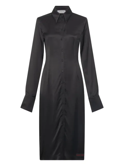 Marine Serre satin wrapped shirt midi dress Black WDR421ACWOV0056