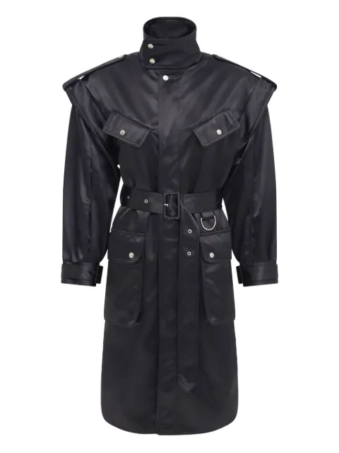 Marine Serre belted trench coat Black WCO031ACWOV0068