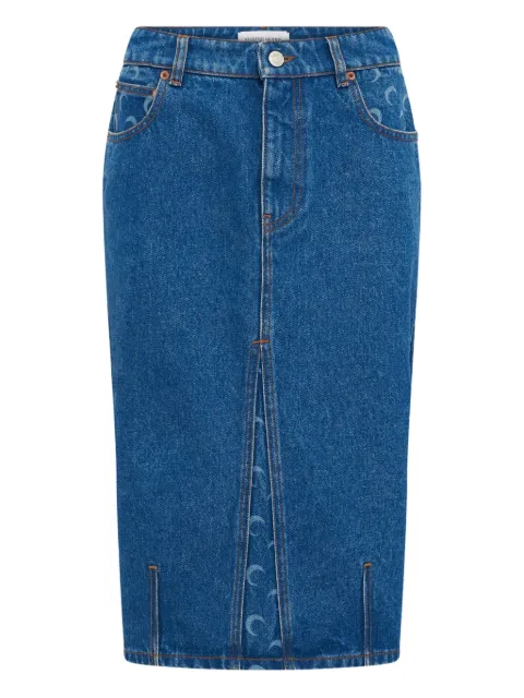 Marine Serre Moon Laser denim midi skirt Blue WSK126ACDEN0002