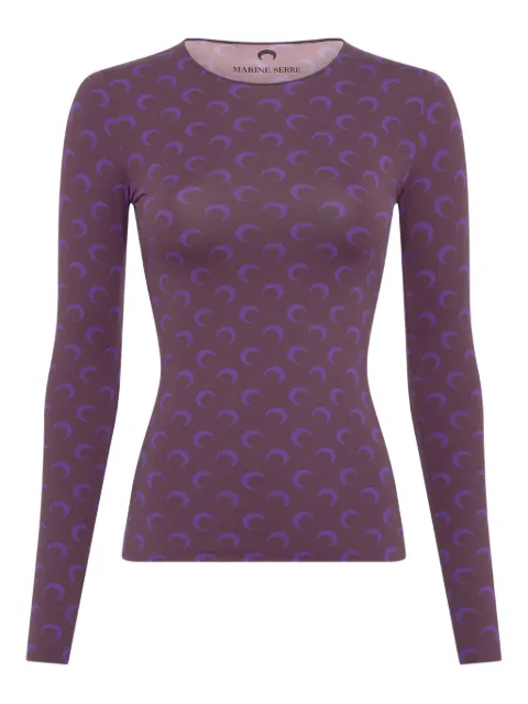 Marine Serre Moon-printed long-sleeved T-shirt Purple WTS006ACJER0001PU70