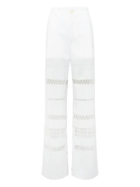 Marine Serre lace-panel trousers White UPA056AUWOV0045