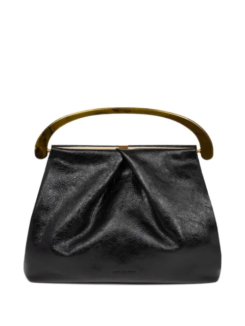 DRIES VAN NOTEN pleated leather tote bag Black 252011506150