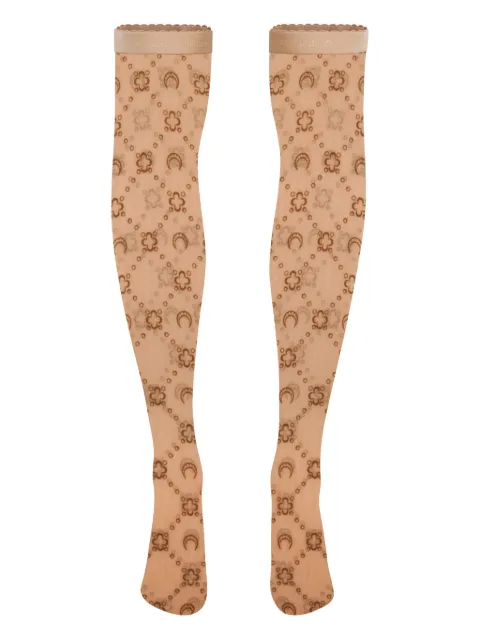 Marine Serre Moonogram mesh flock long socks Neutrals WSO001ACJER0005BG60