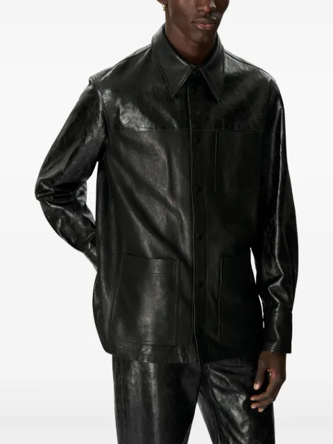 Marine Serre Glossy Moon leather shirt Black USI034ACLEA0071