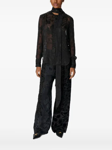 Marine Serre floral-print silk scarf blouse Black WSI034AUWOV0056