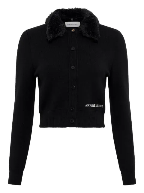 Marine Serre wool cropped cardigan Black WTK082ACKNI0033