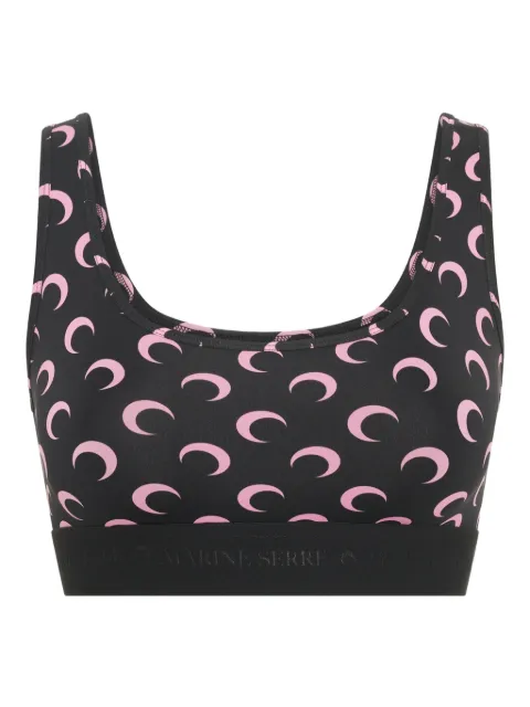 Marine Serre moon-printed jersey sports bra Black WUW055BCJER0001