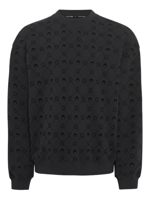 Marine Serre moonogram flocked fleece sweatshirt Black UST022ACJER0089BK99