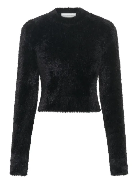 Marine Serre fluffy-knit crew-neck sweater Black WTK037ACKNI0535