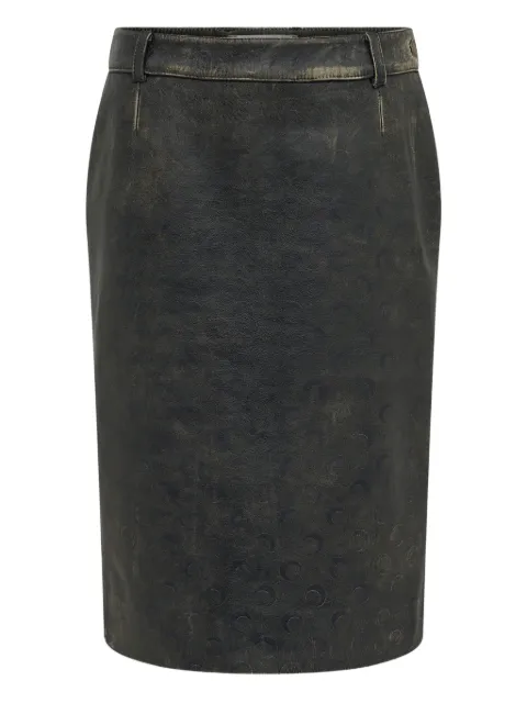 Marine Serre Moon leather midi skirt Black WSK116ARLEA0035