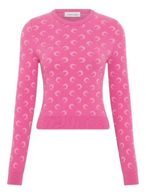 Marine Serre crew-neck sweater Pink WTK014BCKNI0530