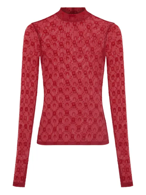 Marine Serre moonogram high-neck top Red WTO388ACJER0005RD11