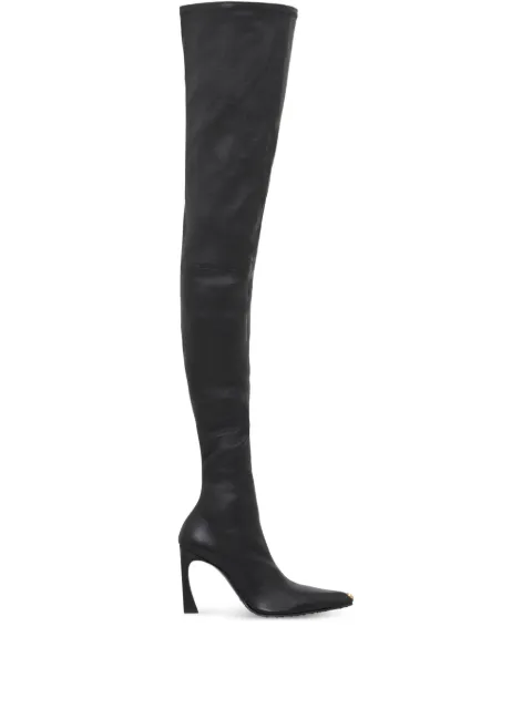 Marine Serre Ms Crush smooth-leather thigh over-the-knee boots Black WBO001ACLEA0005