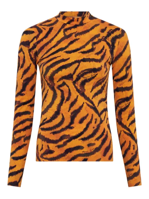 Marine Serre tiger-print turtleneck top Orange WTS005ACJER0086