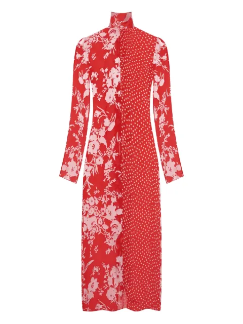 Marine Serre floral-polka dot print maxi dress Red WDR420AUWOV0056
