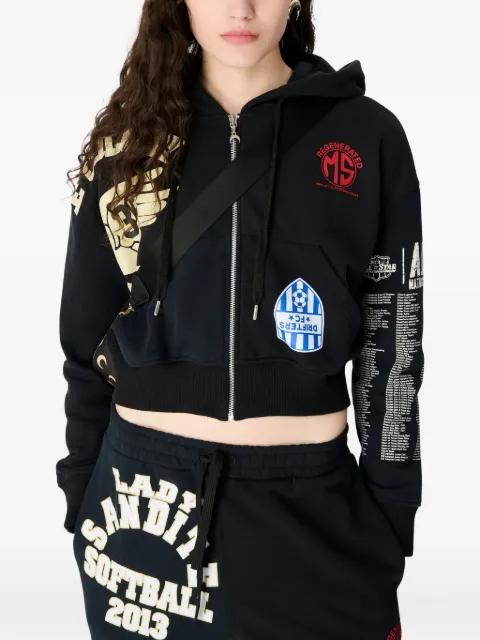 Marine Serre long-sleeve hoodie Black WST018AUJER0007