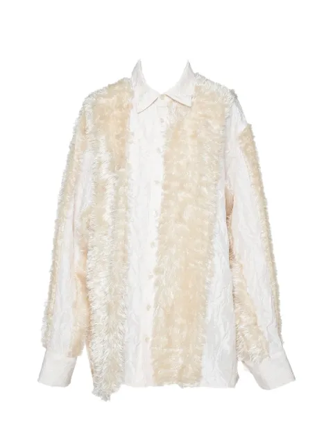 Muller Of Yoshiokubo fringed crinkled-finish shirt Neutrals MLF25201