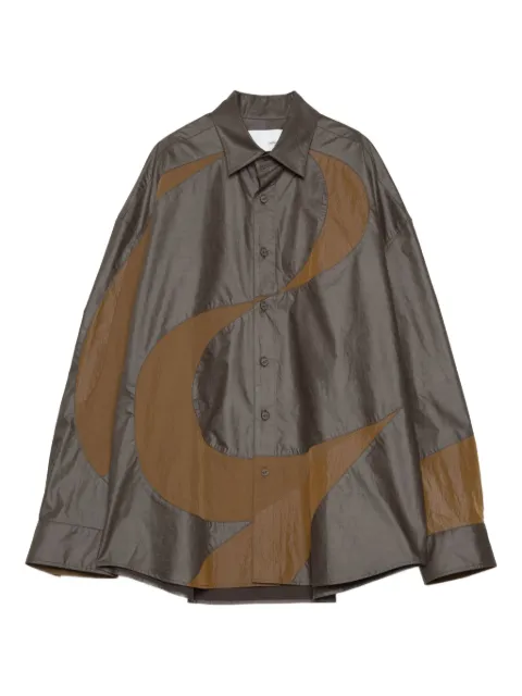 Yoshiokubo Slalom abstract-panel shirt Green YKF25206