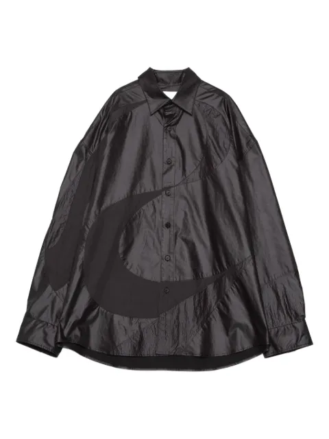 Yoshiokubo abstract-print shirt Black YKF25206