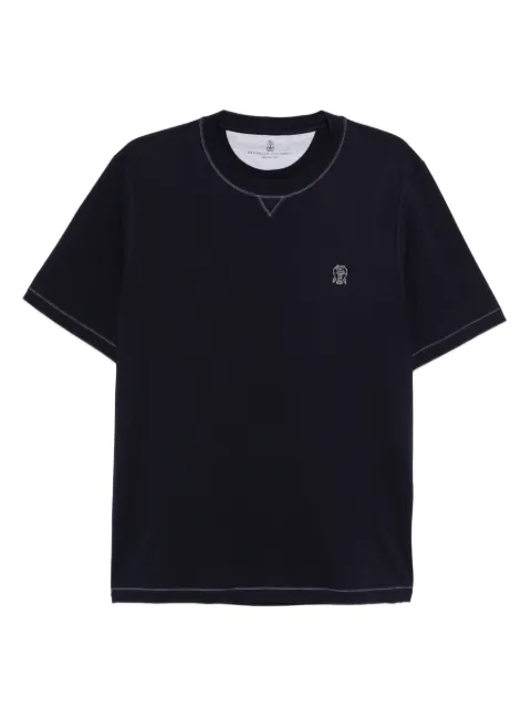 Brunello Cucinelli embroidered crew-neck T-shirt Blue M0B131328GCW369