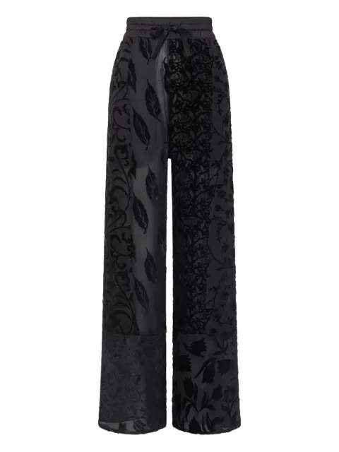 Marine Serre floral-patterned drawstring trousers Black UPA054AUWOV0056