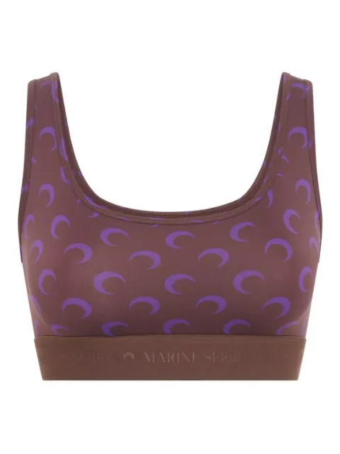 Marine Serre moon-printed sports bra Brown WUW055BCJER0001