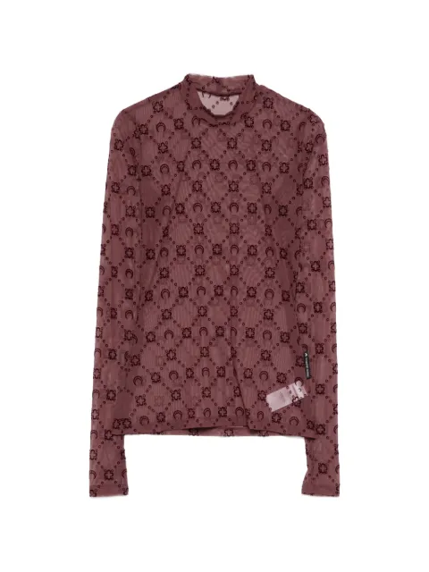 Marine Serre Moonogram long-sleeve top Red WTO388ACJER0005PU70