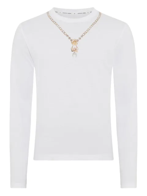 Marine Serre necklace-print long-sleeve T-shirt White MTT076ACJER0092