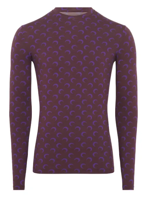 Marine Serre moon-print jersey long-sleeved T-shirt Purple MTS003ACJER0001