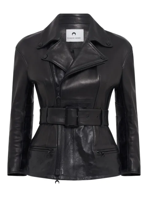 Marine Serre glossy Moon leather jacket Black WJA071ACLEA0071BK99