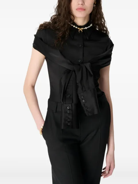 Marine Serre wrapped satin shirt Black WSI031ACWOV0056